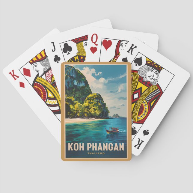 Koh Phangan Thailand Reisen Art Vintag Spielkarten (Rückseite)