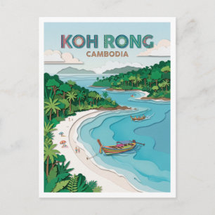 Koh Rong Long Set Strand Kambodscha Postkarte