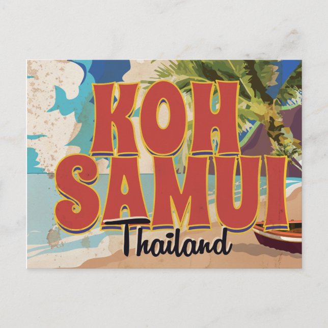 Koh Samui, Thailand Vintage Travel Poster Postkarte (Vorderseite)