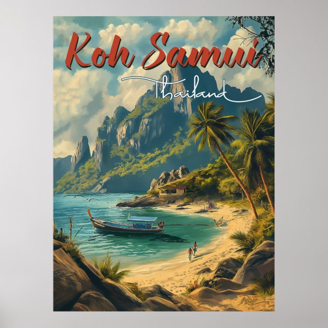 Koh Samui Vintage Travel Poster (Vorne)