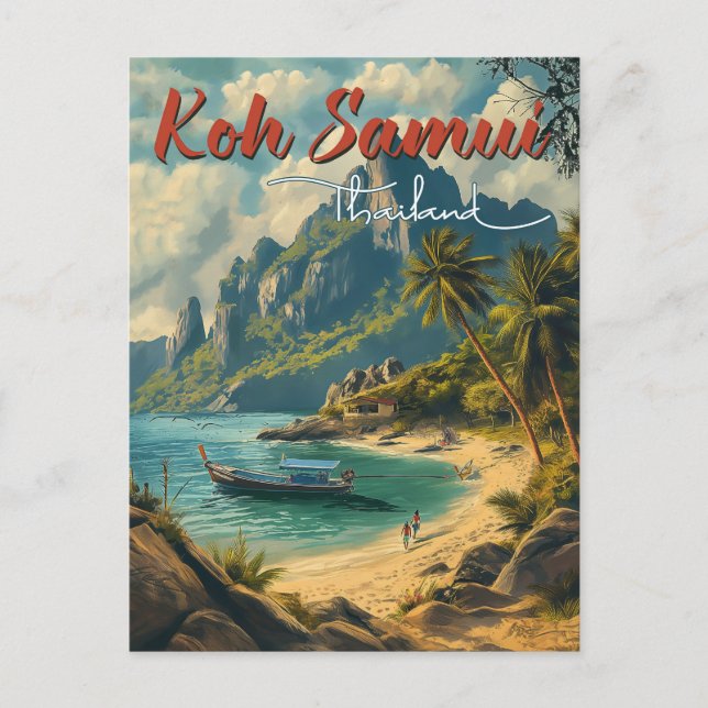 Koh Samui Vintage Travel Postkarte (Vorderseite)