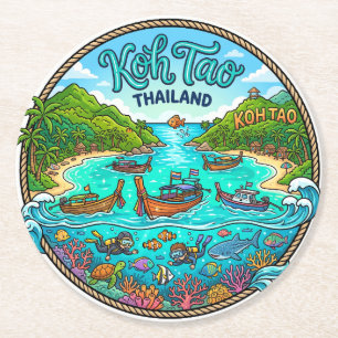 Koh Tao Thailand Runder Pappuntersetzer