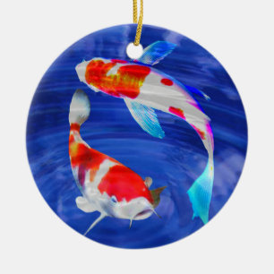 Kohaku Duo in Deep Blue Pond Keramikornament