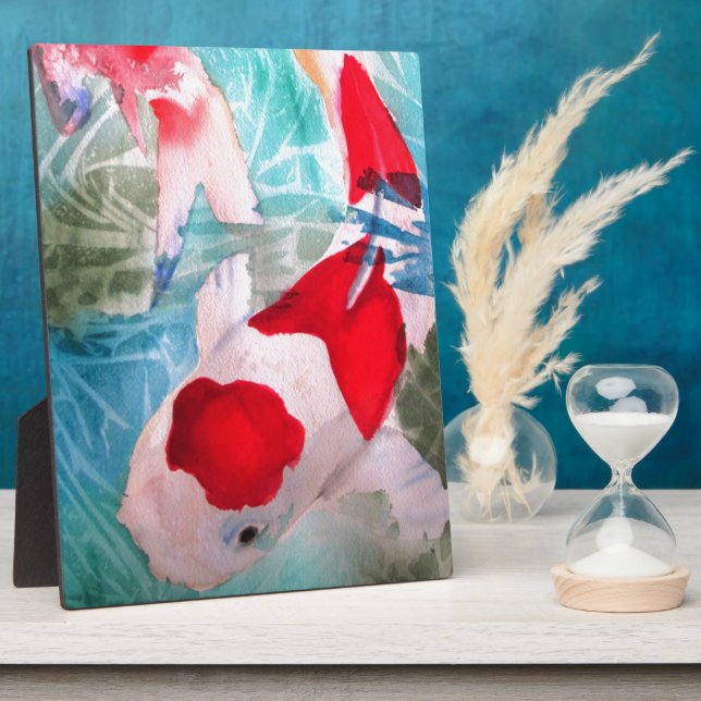 Kohaku Koi 2 Japanische Aquarell-Kunst Fotoplatte (Seite)