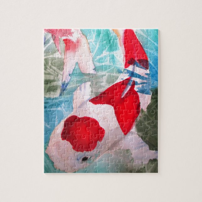 Kohaku Koi 2 Japanische Aquarell-Kunst Puzzle (Vertikal)