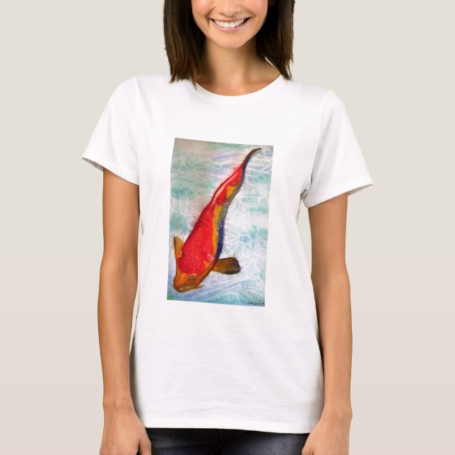 Kohaku Koi Japanische Aquarellkunst T-Shirt (Vorderseite)