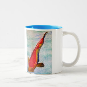 Kohaku Koi Japanische Aquarellkunst Zweifarbige Tasse