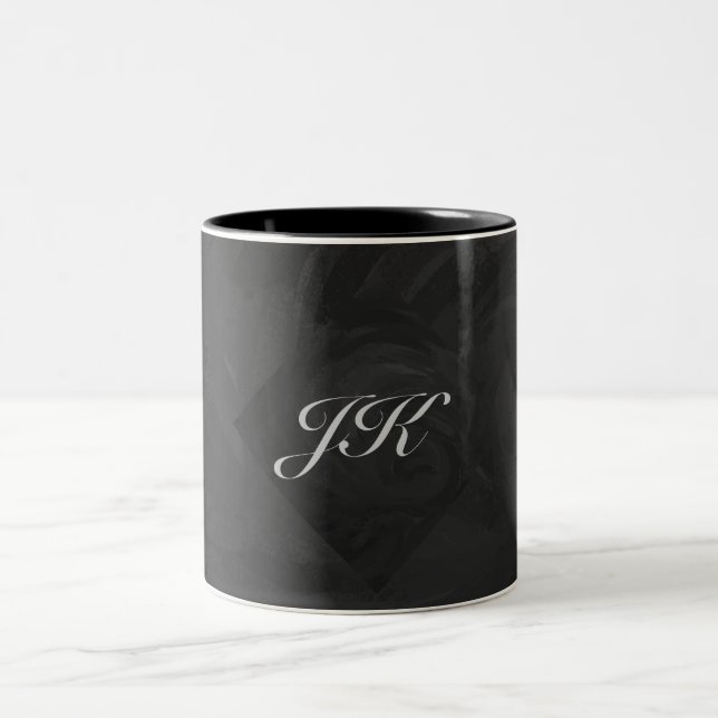 Kohl Black Monogram Personalisiert Zweifarbige Tasse (Mittel)
