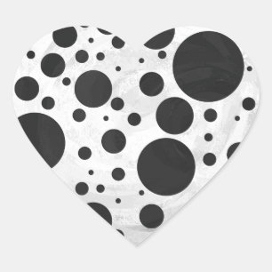 Kohl Black Polka Dot Pattern Herz-Aufkleber