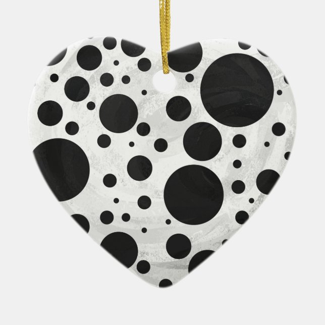 Kohl Black Polka Dot Pattern Keramik Ornament (Vorne)
