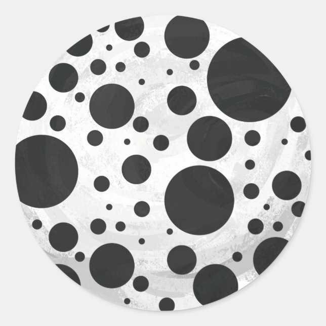 Kohl Black Polka Dot Pattern Runder Aufkleber (Vorderseite)