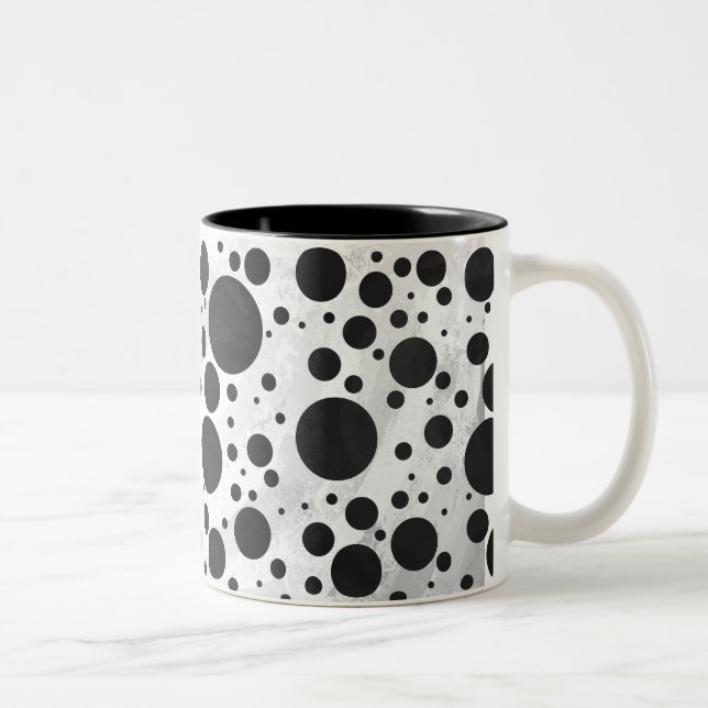 Kohl Black Polka Dot Pattern Zweifarbige Tasse (Rechts)