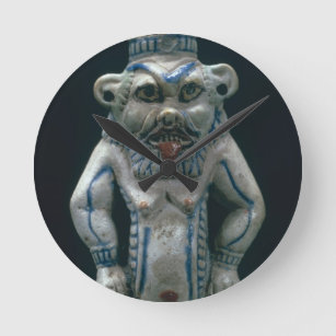 Kohl pot in the form of the god Bes, New Kingdom, Runde Wanduhr