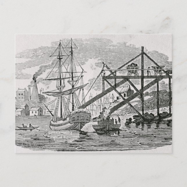 Kohle auf Frachtschiffen laden Postkarte (Vorderseite)