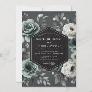 Kohle-Christrose-Blütenhochzeit Einladung