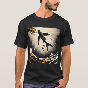 Kohle Fliegender Fisch, KI-generierte Kunst T-Shirt