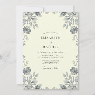 Kohle Gemalte Rosenhochzeit Einladung