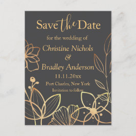 Kohle & Gold-Hochzeit speichern Sie das Datum Postkarte