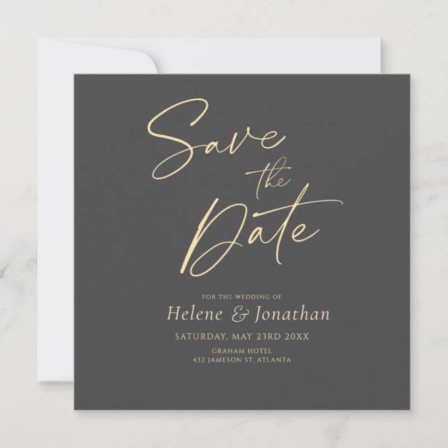 Kohle Moderne Save the Date Einladung (Vorderseite)