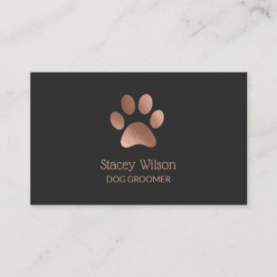 Kohle Rose Gold Paw Print Logo Groomer Visitenkarte