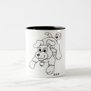 Kohle-Stift-Hund Zweifarbige Tasse