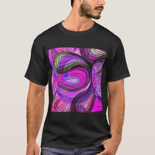 Kohle- und Rosenwasserkritzelei mit schwarzen Lini T-Shirt