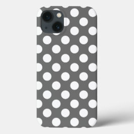 Kohle und weiße Polka-Punkte iPhone 13 Hülle
