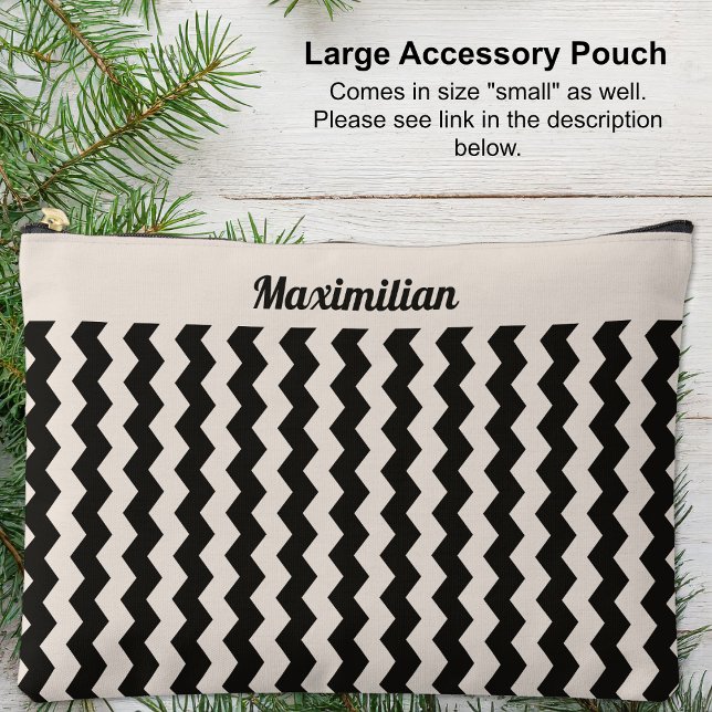 Kohle und Zement Chevrons-LARGE Zubehör Pouch Zubehörtasche (Large Accessory Pouch - Charcoal and Cement Chevrons by Leapfroglisics Shop)