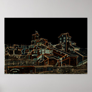 Kohlebergbau Anthrazit Kohlebergbau Bergnebel Poster