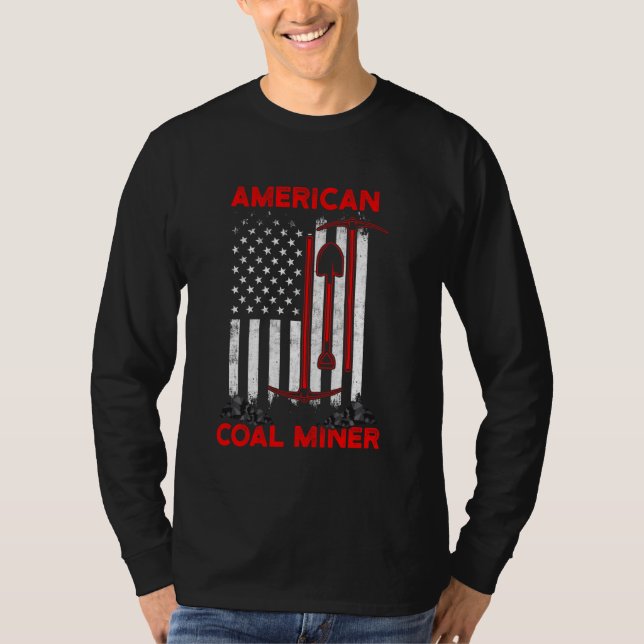Kohlebergbau - US-Flaggen - Bergbauarbeiter T-Shirt (Vorderseite)