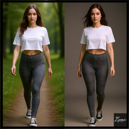 Kohlegrau gewebter Glitch-Textur-Plaid Leggings