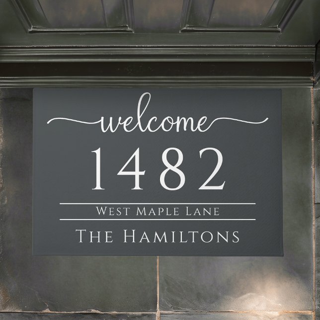 kohlegrauer Familienname personalisierte Anschrift Fußmatte (Von Creator hochgeladen)