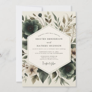 Kohlekünstlerische botanische Hochzeit Einladung