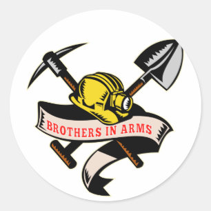 Kohlenbergmann-Hutschaufelspaten-Hackenbergbau Runder Aufkleber