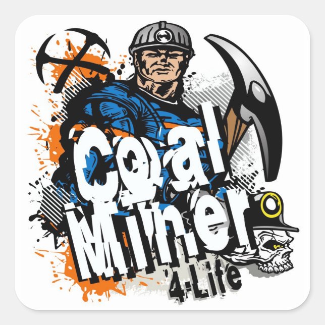 KOHLENMINER 4-LEBEN QUADRATISCHER AUFKLEBER (Vorderseite)