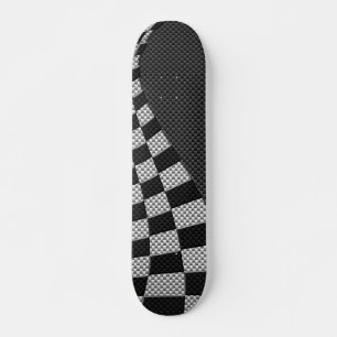 Kohlenstofffaser-Style-Rennflaggen-Wellendekor Skateboard
