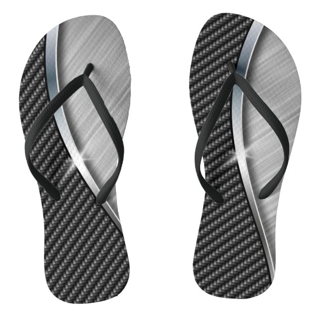 Kohlenstofffaser und gebürstetes Metall 4A Flip Fl Flip Flops (Fußbett)