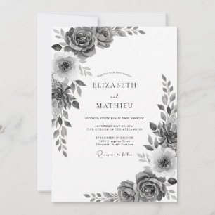 Kohlerosen-Blüten-Hochzeit Einladung