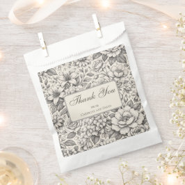 Kohleschwarz und Weiß geätzte Blumen Klassiker Geschenktütchen