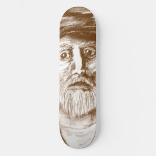 Kohlezeichnung Alter Mann Braun Skateboard