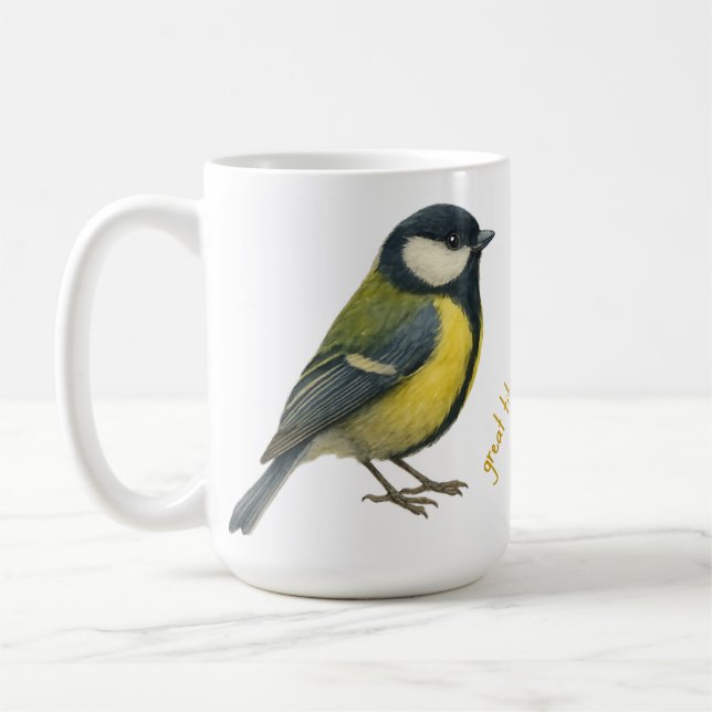 Kohlmeise Personalisierter Vogeltasse Kaffeetasse (Links)