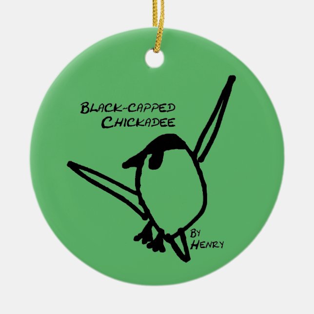 Kohlmeise von Henry, Grün Keramik Ornament (Vorne)