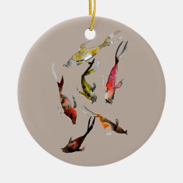 Koi-Aquarell Keramik Ornament (Vorne)