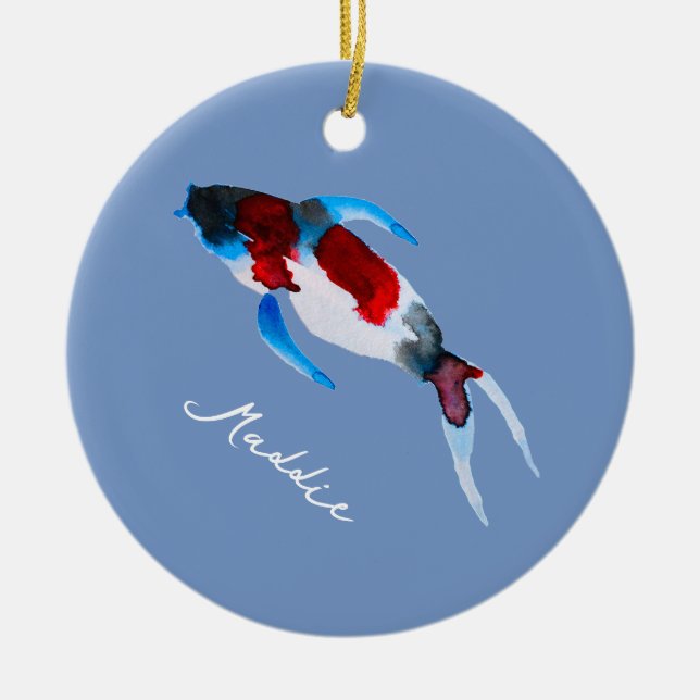 Koi Aquarell Keramik Ornament (Vorne)
