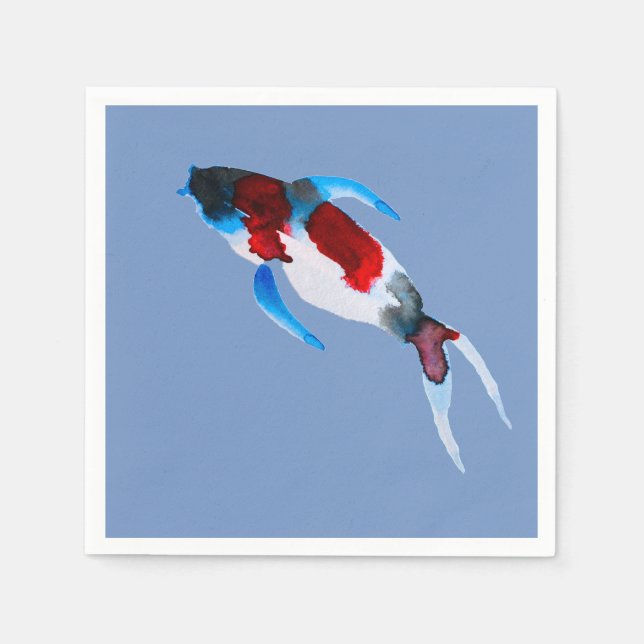 Koi Aquarell Kunst Serviette (Vorderseite)