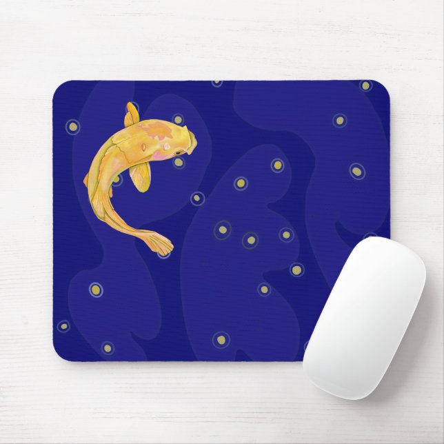 Koi auf Dunkelblau Mousepad (Mit Mouse)