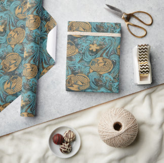 Koi Carp Aquamarin  Geschenkpapier