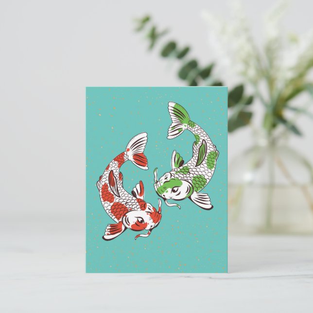 Koi Carp Feiertagspostkarte (Stehend Vorderseite)