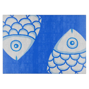 Koi Carp Fish Blue Abstrakte Schnittpappe Schneidebrett