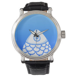Koi Carp Fish Chinoiserie Chic Blau Armbanduhr